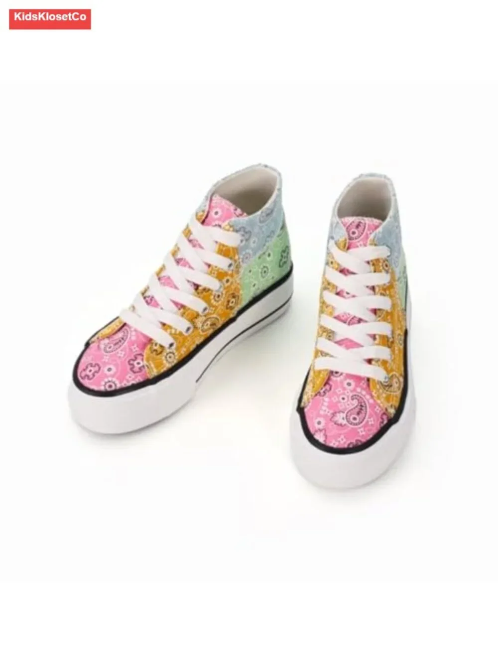 Girls Platform Canvas Lace-Up Sneakers Non-Slip Rubber Sole